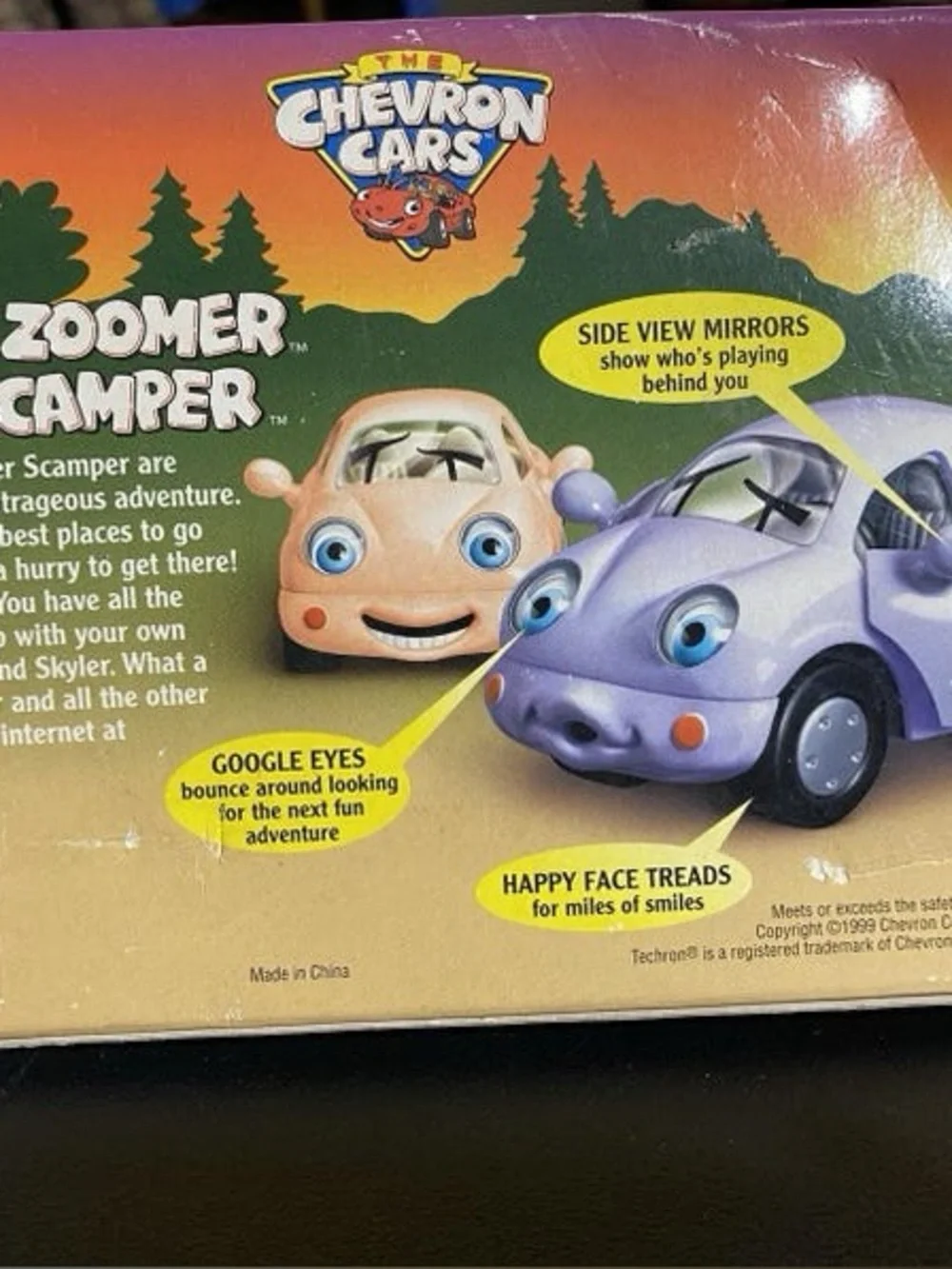 Vintage 1999 Chevron Cars collectible figures,  Zachary Zoomer & Skyler Scamper